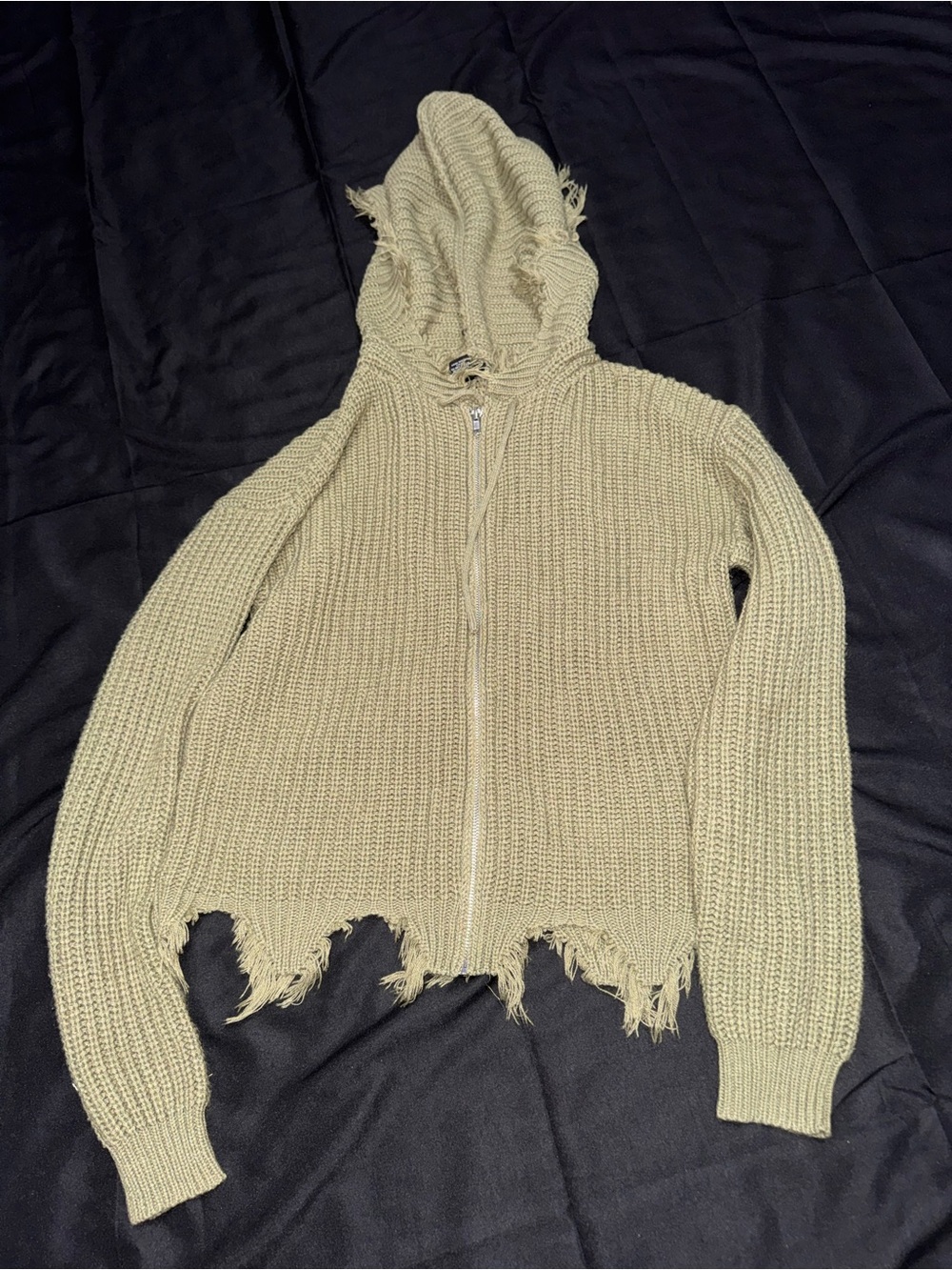 Rue21 Distressed Hooded Zip Cardigan - Light Olive